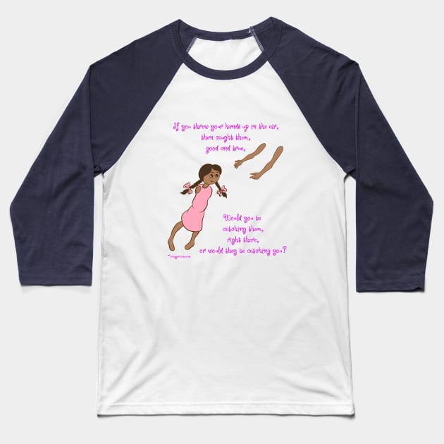 Throw your hands up - darker complexion, pink dress Baseball T-Shirt by robgprice